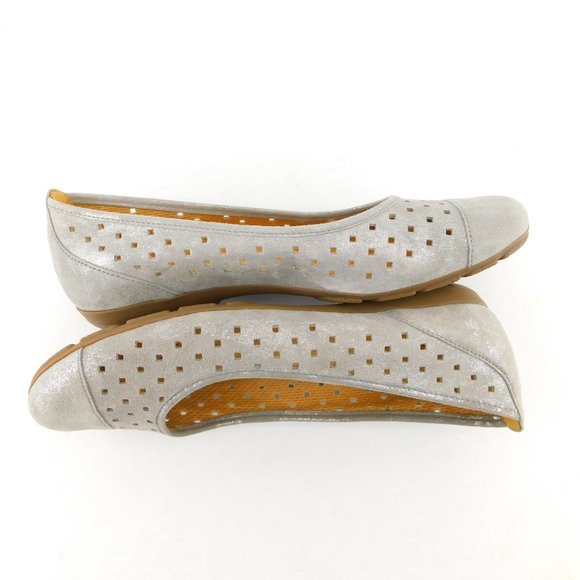 GABOR Perforated Brushed Silver Ballet Flats 6.5 UK - Picture 4 of 8